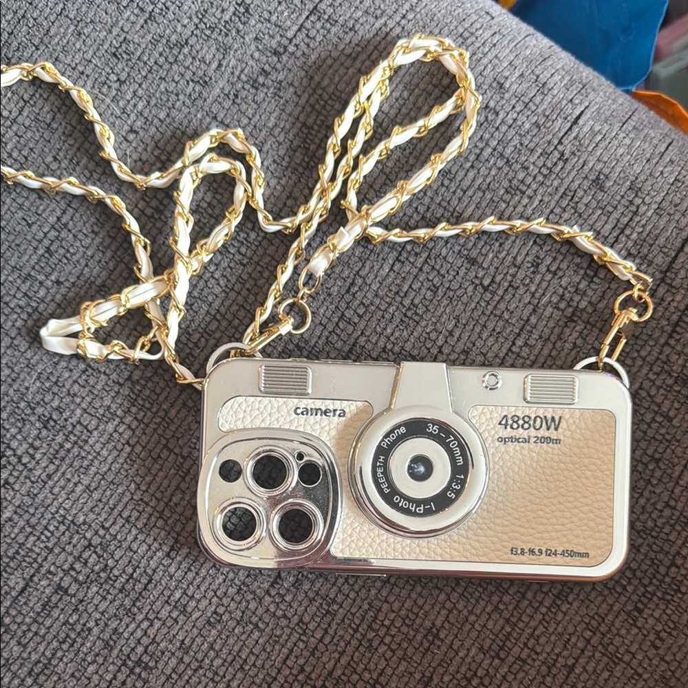 Gold and Silver Camera Pendant Necklace PHONE CASE